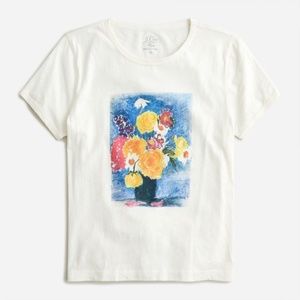 J Crew Vintage cotton floral still life water colors artist cropped T-shirt